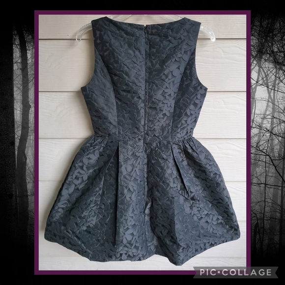 JUN & IVY Black Floral Embossed Formal Peplum Cocktail Dress - Picture 16 of 16